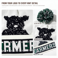 Bonnet en tricot jacquard personnalisé avec pompon, bonnet d'hiver chaud à revers avec logo, bonnet en tricot unisexe à motif neige personnalisé