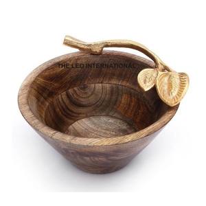 Matériau en bois poignée en aluminium bol de forme Unique Style fantaisie moderne vente chaude bol décoratif d'accent de maison - Product Image 5