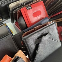 Portefeuille et porte-clés unisexe en cuir véritable Grandbag GL-042, grande pochette vintage, fermeture éclair, porte-monnaie