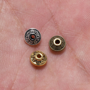 Alloy <b>Metal</b> Beads Round Spacers For <b>Bracelet</b> Making Silver Bronze Mixed Gold Plated 50 Pieces Pack Retro Style Handmade Jewelry - Product Image 2