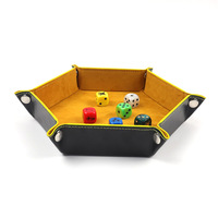 Bandeja Plegable Hexagonal de Cuero PU Multicolor con Logotipo Personalizado para Joyas, Juegos de Mesa RPG DND y Almacenamiento en el Baño
