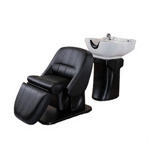 Fauteuil de Barbier Électrique en Bois de Haute Qualité avec Bac en Céramique Chauffant - Circulation d'Eau, Inclinaison à 180 Degrés, Idéal pour Salons de Coiffure et Spas - Product Image 2