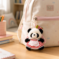 Joli pendentif en peluche Panda, jouet doux en peluche courte, poupée en coton PP, porte-clés à habiller pour cadeau et fête