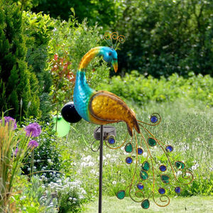 Lampes solaires en forme de paon, lumières LED d'extérieur, statues de paon en métal, figurines pour pelouse, paysage, jardin, décoration de jardin, sculpture - Product Image 3