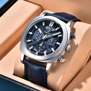 Benyar 5205 Đồng hồ nam sang trọng hàng đầu Đồng hồ nam có Đèn Ngủ Chống nước ngày giờ đồng hồ thạch anh Nam chất lượng cao bằng da + Hộp reloj - Product Image 3