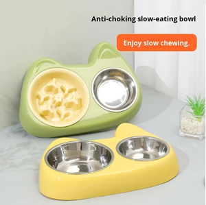 Tigela Dupla de Aço Inoxidável 2 em <span class=keywords><strong>1</strong></span> para Animais de Estimação, Anti-Asfixia, para Gatos e Cães, Suprimentos para Animais de Estimação - Product Image 2