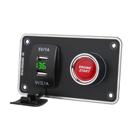 Panneau de Démarrage de Voiture avec Bouton de Démarrage Moteur LED Rouge Bleu Vert, Chargeur USB Double, Interrupteur de Contrôle pour Véhicules et Bateaux