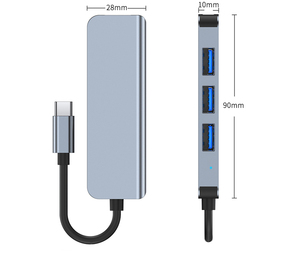 4-in-1 USB 3.0ชนิด C ไปยังฮับพร้อม LED 10Gbps OTP Protection USB อะลูมิเนียมอัลลอยด์ C TO USB อะแดปเตอร์ USB เครื่องอ่านการ์ดแล็ปท็อป - Product Image 6