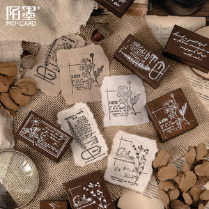 Timbres en bois <span class=keywords><strong>MOMO</strong></span> - Série Time Retro, Collage de journal vintage, Écriture anglaise, Timbres, Papillons et Plantes - Product Image 2