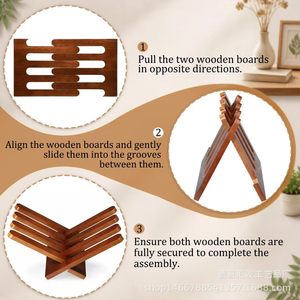 Estantería plegable de madera en forma de X de 13 pulgadas, diseño moderno, para almacenamiento y exhibición de libros. - Product Image 2