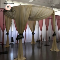 Support de toile de fond réglable ANNIELU en aluminium avec barre transversale ronde de 3 m, robuste, pour décoration de mariage et de scène