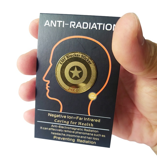 Hoonni Customized Anti Radiation 24K Gold Sticker 1500cc Negative Ions 26mm Star Scalar Energy for Mobile Phone