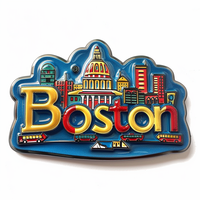 Aimants de réfrigérateur personnalisés avec logo en métal, souvenirs de Boston, autocollants magnétiques pour fabricants d'aimants de réfrigérateur