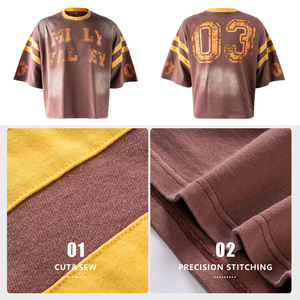 पुरुषों के लिए कपास टी शर्ट 100% कस्टम लोगो के लिए सूती टी शर्ट के साथ पुरुषों के लिए उच्च गुणवत्ता वाले विंटेज एसिड वॉश टी शर्ट - Product Image 3