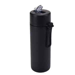 Mug isotherme en acier inoxydable de 20 oz avec poignée de transport en silicone, tasse à boire anti-fuite avec paille pour le camping en plein air - Product Image 5