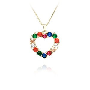 Hot16 Pulgadas Collar de Cadena de Oro Niñas Joyería Circón Colgante Collar para Mujeres Collar de Arco Iris - Product Image 1