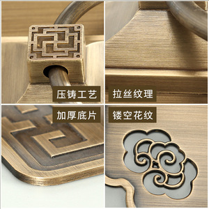 Manija de puerta de latón estilo chino Dingcheng para puerta de madera, montaje en superficie, tirador doble con diseño de anillo - Product Image 5