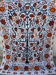Couverture en coton brodée Suzani, drap de lit, couvre-lit, broderie Suzani Ouzbek, tapis mural Suzani, décoration bohème pour la maison, vente en gros B2B - Product Image 5
