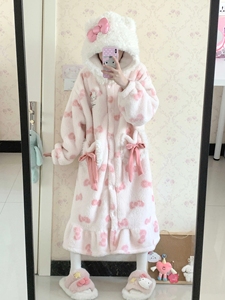 KT camicia <span class=keywords><strong>da</strong></span> <span class=keywords><strong>notte</strong></span> in pile di corallo felpata <span class=keywords><strong>da</strong></span> <span class=keywords><strong>donna</strong></span> autunno inverno pigiami ispessiti per la casa abbigliamento <span class=keywords><strong>da</strong></span> <span class=keywords><strong>notte</strong></span> - Product Image 4
