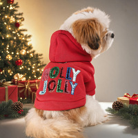 Pull à capuche en fibre de polyester douce pour chiots avec un design de Noël festif et mignon à boutons – Vêtements pour animaux de compagnie