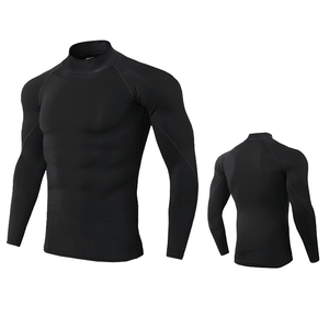 Camiseta deportiva de cuello alto para <span class=keywords><strong>hombre</strong></span>, Camiseta deportiva de compresión, camiseta de compresión para gimnasio, camiseta de baloncesto con cuello redondo para correr, <span class=keywords><strong>manga</strong></span> <span class=keywords><strong>corta</strong></span> - Product Image 4