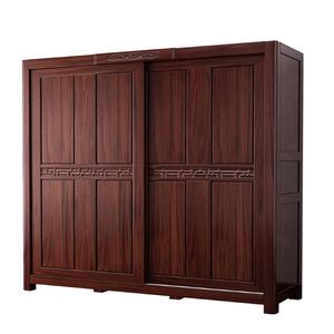 Hengke Furniture Solid Wood Sliding Door <b>Wardrobe</b> New Chinese Style 1.82m X 0.6m X 2.2m <b>Large</b> Capacity Bedroom Storage Cabinet - Product Image 3