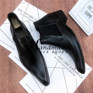 Botas cortas de cuero genuino para hombre, para uso formal de negocios, botas de cuero vacuno de longitud completa, estilo inglés, botas Martin, zapatos de caña alta - Product Image 5