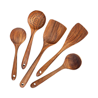 Juego de Utensilios de Cocina de Madera de Acacia Natural de 9 Piezas, Antiadherente, Compatible con Utensilios de Cocina, Espátulas de Madera, Cucharas, Apto para Lavavajillas