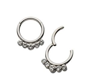 ASTM F136 G23 Titane Lunette Ensemble Cubique Zircon Corps Piercing Bijoux-Articulé Clicker Anneau Cartilage Boucle D'oreille Mariage Des Enfants - Product Image 1