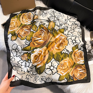 Fashion merek mewah 70cm syal persegi sutra wanita dasi leher Satin wanita rambut Bandana syal selendang Hijab Echarpe - Product Image 2