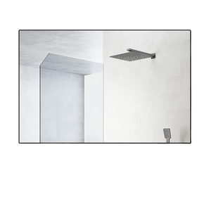 Large 90x60cm Black Rectangle Wall Mounted Bathroom <b>Mirror</b> Thick Modern Metal Frame Decorative Hanging Glass <b>Mirror</b> - Product Image 1