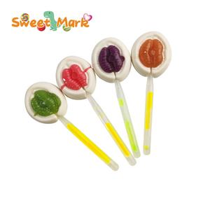 Caramelos de Piruleta con Forma de <span class=keywords><strong>Pizza</strong></span> y Beso Afrutado OEM, Textura Dura con Ingredientes Ligeros, Azúcar, Empaquetados en Bolsa - Product Image 1