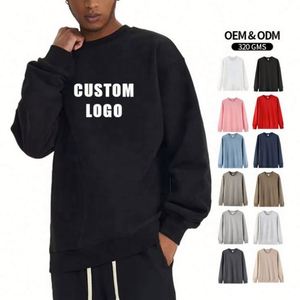 2024 Oem Blank French Terry Fleece Crewneck Oversized Sweatshirt Luxury Men's <b>Drop</b> Shoulder Hoodies Solid 100% Cotton Autumn - Product Image 2