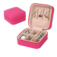 Boîte de rangement pour bijoux en PU mini premium 10x10x5cm, étui de présentation avec fermeture éclair, boîte de voyage portable, impression de logo personnalisée, utilisation pour cadeau