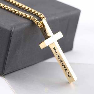 Collar Minimalista de Cruz de Acero Inoxidable de 45 mm, Unisex, para Uso Diario, Colgante Geométrico, Joyería Fina - Product Image 3