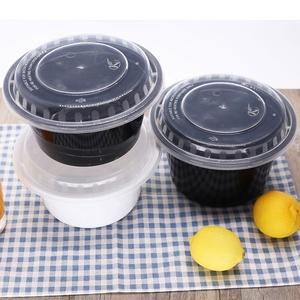 <span class=keywords><strong>Noir</strong></span> rond micro-ondable boîte à lunch à emporter en <span class=keywords><strong>plastique</strong></span> jetable <span class=keywords><strong>avec</strong></span> <span class=keywords><strong>couvercle</strong></span> - Product Image 1