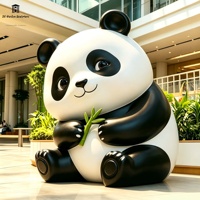 Sculpture géante personnalisée en fibre de verre de panda, adorable statue de personnage IP pour centre commercial intérieur, jardin, ornement de parc à thème
