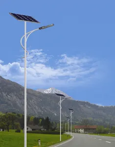 最佳设计制造3m-12m镀锌钢路灯杆太阳能灯杆带太阳能电池板支架