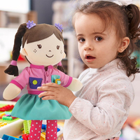 Poupée en peluche éducative Montessori de haute qualité, personnalisée, 15 pouces, pour apprendre à s'habiller, avec veste rose, pour les tout-petits, les bébés filles