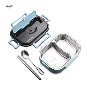 2 Compartment Lunch Box for Adults Bento Stainless Steel and BPA Free Metal Box