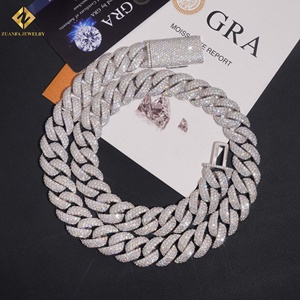 16MM VVS Moissanite Cuban Link <b>Chain</b> Necklace 925 Silver Rhodium Plated Men's Hiphop Style <b>Iced</b> <b>Out</b> <b>Chain</b> Custom Party Necklace - Product Image 3