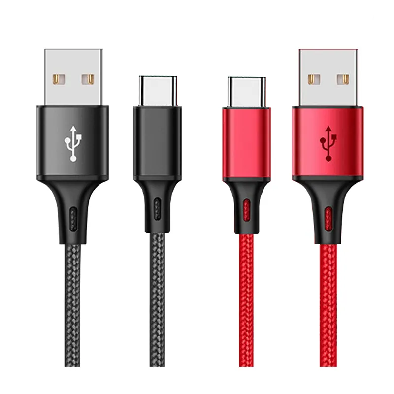 3a Fast Charging cord Mobile Phone V8 Android Mini Nylon Braided Micro Usb Type C 8pin Data Wire Line metal Cable for iphone
