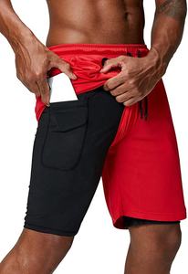 2 in 1 Gym wear <span class=keywords><strong>pantaloncini</strong></span> Cross fit Mens Gym Workout short Sports <span class=keywords><strong>pantaloncini</strong></span> da corsa <span class=keywords><strong>con</strong></span> tasca interna per telefono <span class=keywords><strong>pantaloncini</strong></span> da palestra a compressione - Product Image 2