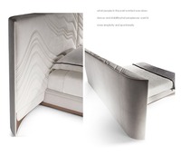 Modernes Hochwertiges Weiches Umweltfreundliches Wellenmuster-Polsterbett Luxuriöses Italienisches Leder Kingsize-Schlafzimmer-Plattformbett