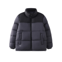 Veste matelassée à col montant pour homme, tissu haute densité, design color block, manteau chaud et épais de style sport décontracté