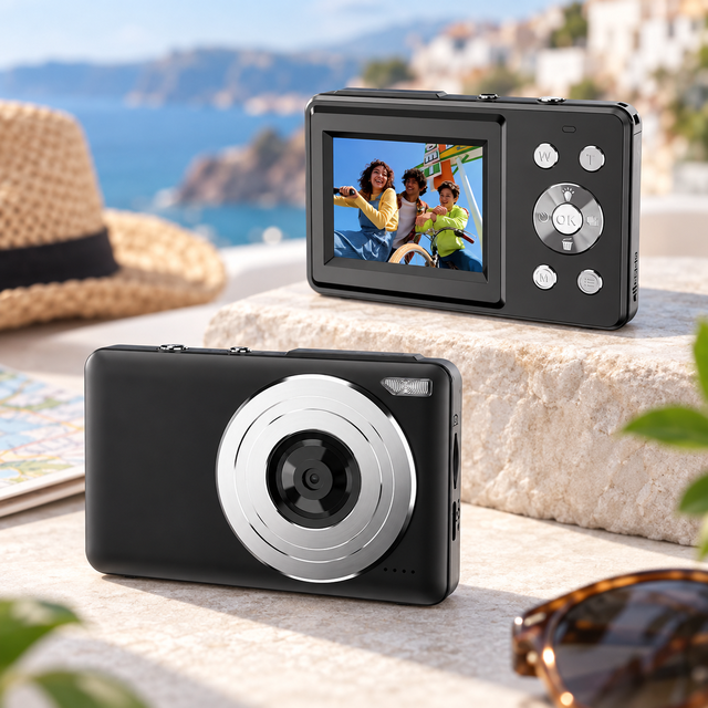 48MP Ultra Slim Digital Camera 2.0 Inch IPS LCD Compact Vlogging Camera Portable Pocket Camera for Travel Students Gifts