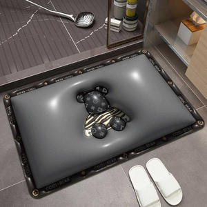 Alfombra de baño Cool Bear con diseño de oso a rayas en 3D, rectangular, absorbente, antideslizante, de fibra de poliéster, diseño de dibujos animados - Product Image 1