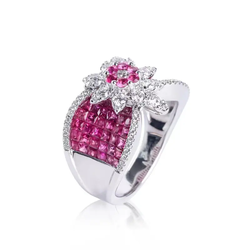 Amazon's hot Engagement crown fashion micro zircon ruby sapphire free size rings for women