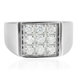 Bague Yunnique en Acier Titane Irrégulier avec Pierres Précieuses Blanches Serties Pavé, Design Géométrique, Bijou Tendance pour Femme, Idée Cadeau - Product Image 1