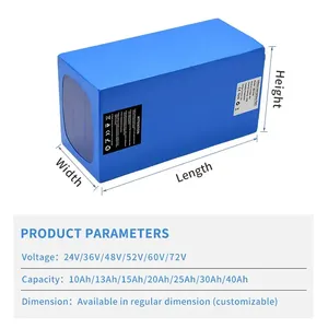 แบตเตอรี่ลิเธียมไอออนแบบกำหนดเองได้ 12V 24V 36V 48V 60V 72V 10Ah 20Ah 30Ah 40Ah สำหรับรถกอล์ฟ จักรยานไฟฟ้า สกู๊ตเตอร์ - Product Image 4
